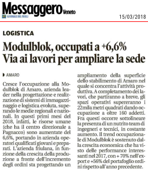 Articolo Modulblok Messaggero Veneto